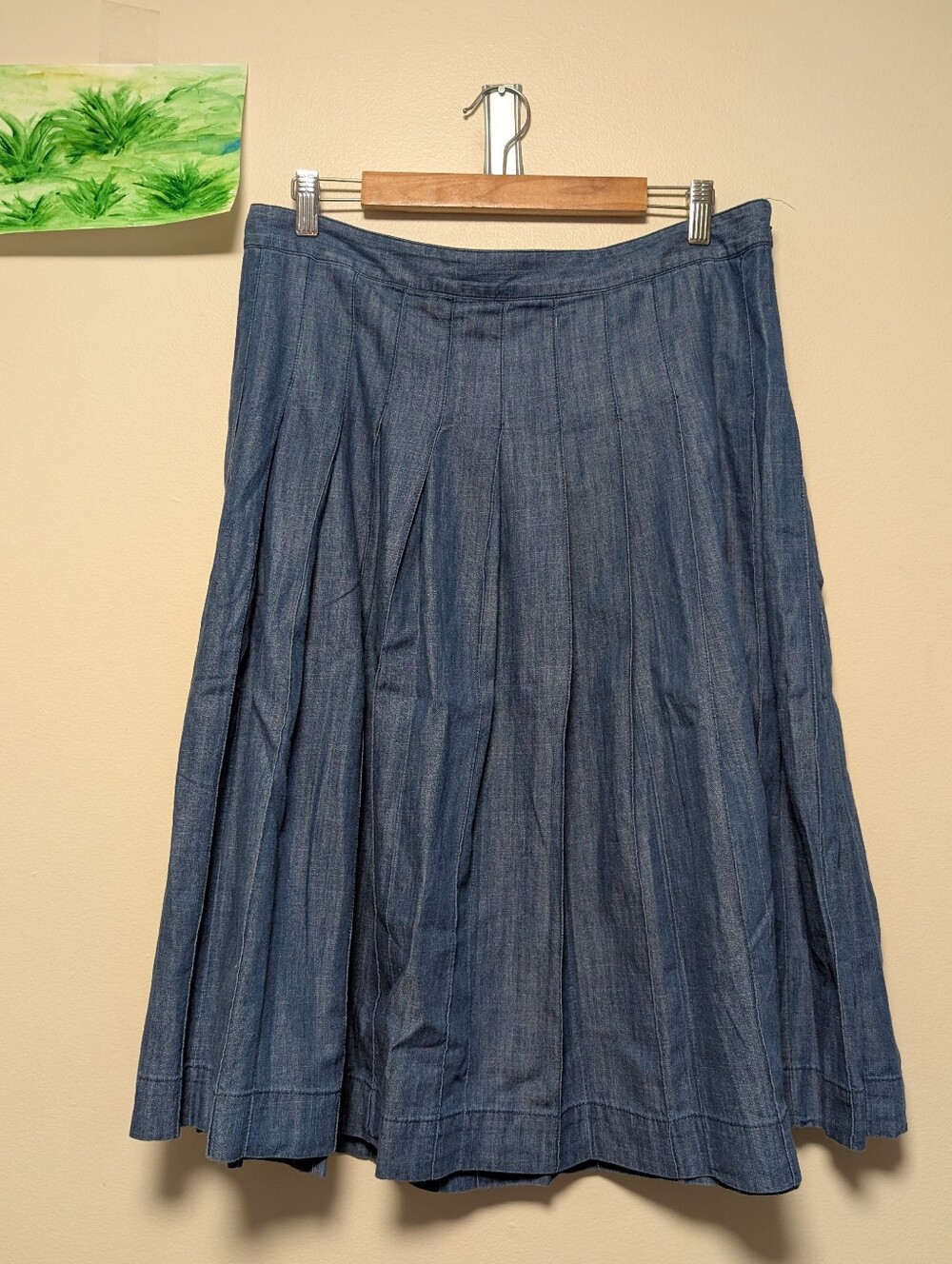 J.Crew Chambray Pleated Midi Skirt Women's Size 14 Lyocell Cotton - Picture 4 of 7